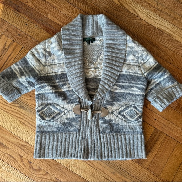 ⭕️SOLD⭕️ Vintage Ralph Lauren Aztec Knit Sweater Cardigan Size M - Picture 1 of 8